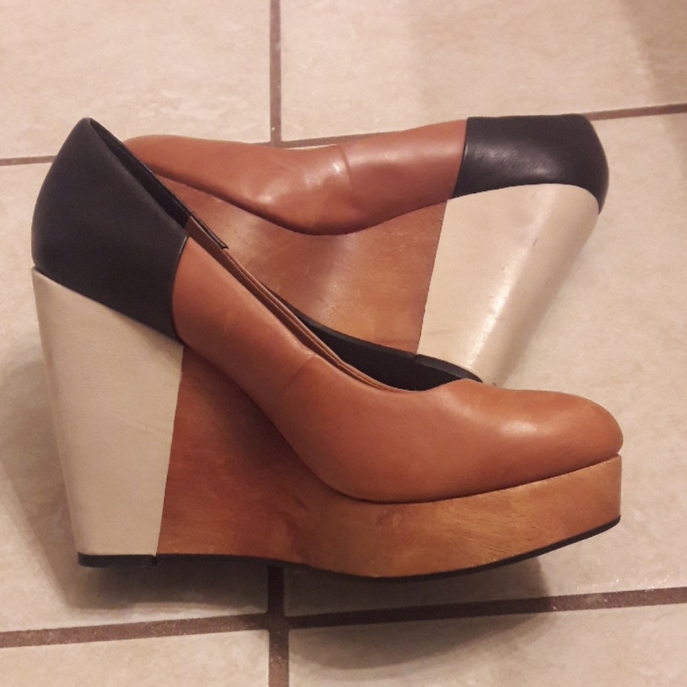 Aldo/ Color Block/ Wood/ Wedge Heels - Picture 5 of 8